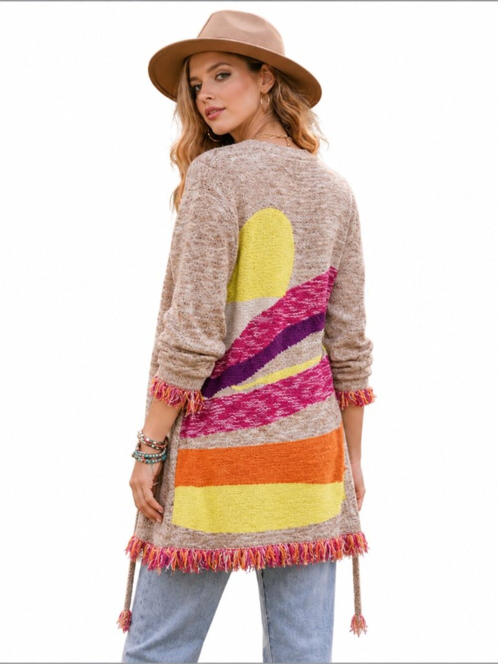 525 America Fringe Cardigan Womens S Purple Knit Sweater NWT Boho Textured